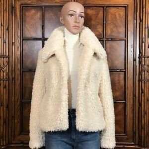 Sugar Poison Cream Teddy Jacket Faux Fur M NWOT
